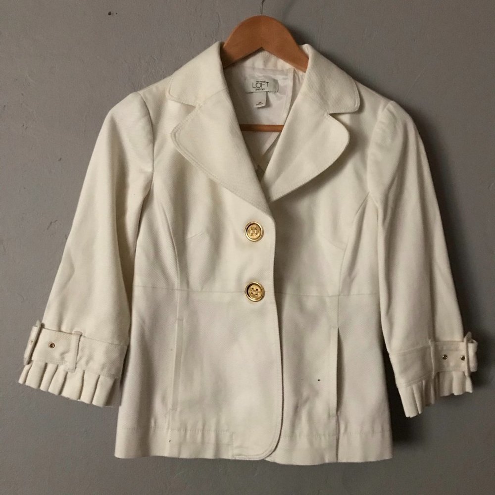 Ann Taylor LOFT Off White Textured Blazer size 0P